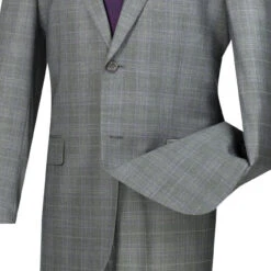 Pompey Collection - Men's Glen Plaid Dress Suit 2 Piece Regular Fit In Gray -Clothing Shop 01 VIN 2RW 1 GRAY 4