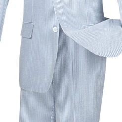 Regular Fit Summer 2 Piece Suit Striped Seersucker In Navy -Clothing Shop 01 VIN 2SS 1 NAVY 15 4