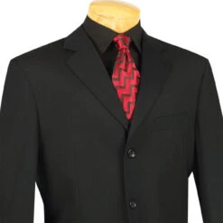 Mont Blanc Collection - Regular Fit Suit 3 Button 2 Piece In Black -Clothing Shop 01 VIN 3PP BLACK 3