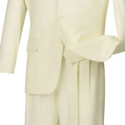Avalon Collection - Regular Fit Men's Suit 3 Button 3 Piece Ivory -Clothing Shop 01 VIN 3TR 3 IVORY 15 4