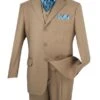 Avalon Collection - Regular Fit Men's Suit 3 Button 3 Piece Khaki -Clothing Shop 01 VIN 3TR 3 KHAKI 15 2