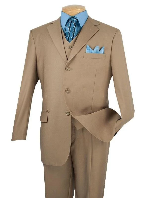Avalon Collection - Regular Fit Men's Suit 3 Button 3 Piece Khaki 3 Avalon Collection - Regular Fit Men's Suit 3 Button 3 Piece Khaki