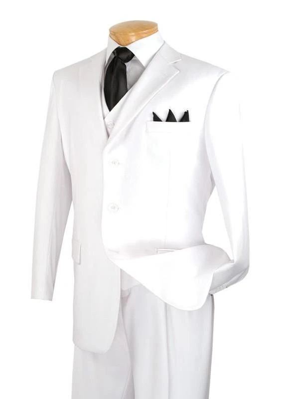 Avalon Collection - Regular Fit Men's Suit 3 Button 3 Piece White 3 Avalon Collection - Regular Fit Men's Suit 3 Button 3 Piece White