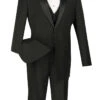 Santorini Collection - Regular Fit Black Tuxedo 4 Piece With Vest Bow Tie -Clothing Shop 01 VIN 4TV BLACK 16 2
