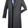 Milan Collection - Wool And Cashmere Regular Fit Dress Top Coat 48" Long In Charcoal