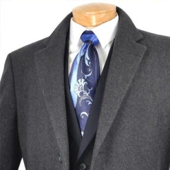 Milan Collection - Wool And Cashmere Regular Fit Dress Top Coat 48" Long In Charcoal -Clothing Shop 01 VIN CL48 1 CHARCOAL H 3