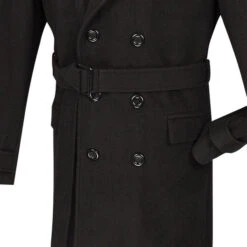 Men's Fall/Winter Slim Fit Double Breasted Top Coat In Black -Clothing Shop 01 VIN CSD38 2 BLACK 4