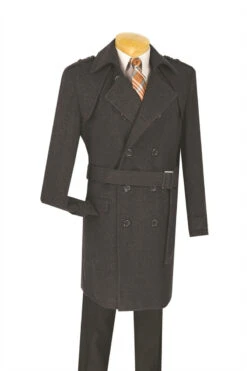 Men's Fall/Winter Slim Fit Double Breasted Top Coat In Charcoal