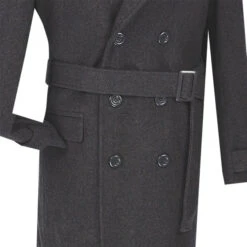 Men's Fall/Winter Slim Fit Double Breasted Top Coat In Charcoal -Clothing Shop 01 VIN CSD38 2 CHARCOAL 4