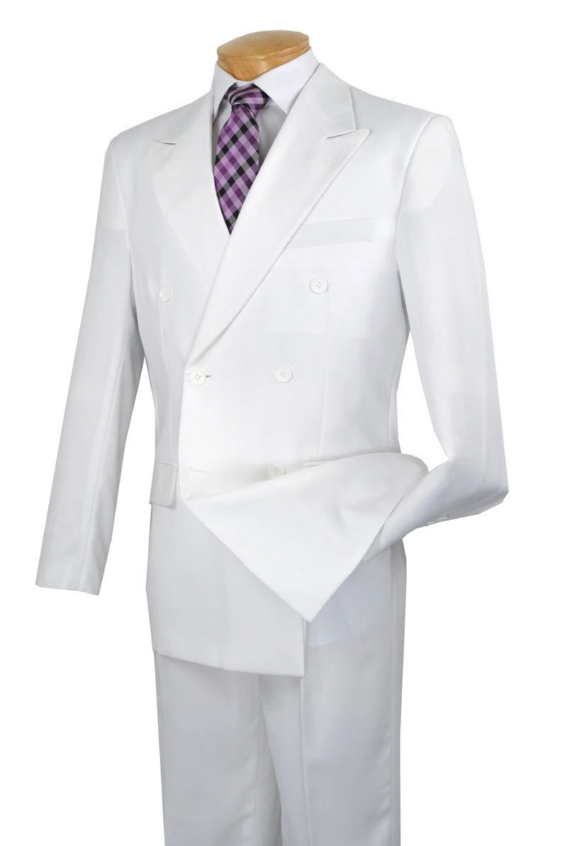 Atlantis Collection - White Regular Fit Double Breasted 2 Piece Suit 3 Atlantis Collection - White Regular Fit Double Breasted 2 Piece Suit