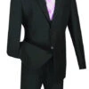 Black Slim Fit Men's 2 Piece Business Suit 2 Button