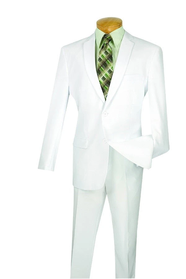White Slim Fit Men's 2 Piece Business Suit 2 Button 3 White Slim Fit Men's 2 Piece Business Suit 2 Button