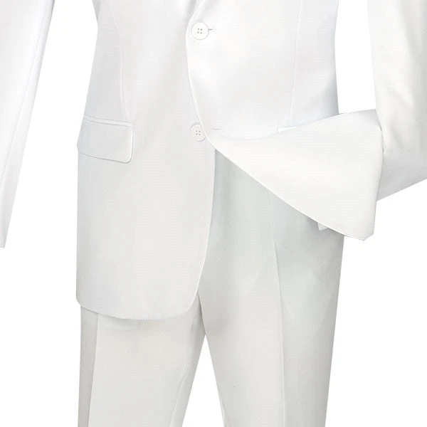 White Slim Fit Men's 2 Piece Business Suit 2 Button 5 White Slim Fit Men's 2 Piece Business Suit 2 Button - Image 3