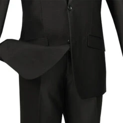 Slim Fit Shiny Sharkskin Men's 2 Piece Suit In Black -Clothing Shop 01 VIN S2PS 1 BLACK 15 4
