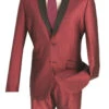 Slim Fit Shiny Sharkskin Men's 2 Piece Suit In Maroon -Clothing Shop 01 VIN S2PS 1 MAROON 2