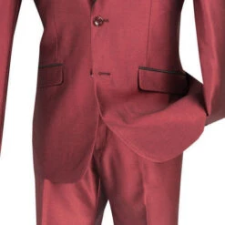 Slim Fit Shiny Sharkskin Men's 2 Piece Suit In Maroon -Clothing Shop 01 VIN S2PS 1 MAROON 4