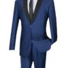 Slim Fit Shiny Sharkskin Men's 2 Piece Suit In Navy -Clothing Shop 01 VIN S2PS 1 NAVY 15 2