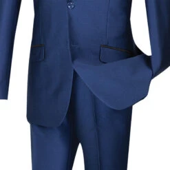 Slim Fit Shiny Sharkskin Men's 2 Piece Suit In Navy 7 Slim Fit Shiny Sharkskin Men's 2 Piece Suit In Navy -Clothing Shop 01 VIN S2PS 1 NAVY 15 4