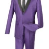 Slim Fit Shiny Sharkskin Men's 2 Piece Suit In Purple