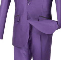 Slim Fit Shiny Sharkskin Men's 2 Piece Suit In Purple -Clothing Shop 01 VIN S2PS 1 PURPLE 16 4