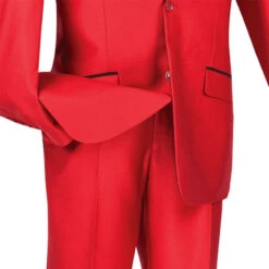 Slim FitShiny Sharkskin Men's 2 Piece Suit In Red -Clothing Shop 01 VIN S2PS 1 RED 15 4