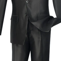 Slim Fit Men's Suit 2 Piece 2 Buttons Shiny Sharkskin In Black 7 Slim Fit Men's Suit 2 Piece 2 Buttons Shiny Sharkskin In Black -Clothing Shop 01 VIN S2RR 4 BLACK 15 4