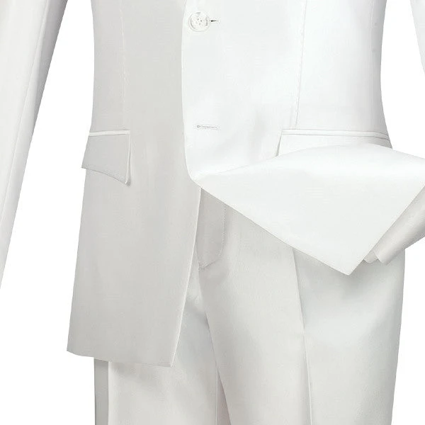 Slim Fit Men's Suit 2 Piece 2 Buttons Shiny Sharkskin In White 5 Slim Fit Men's Suit 2 Piece 2 Buttons Shiny Sharkskin In White - Image 3