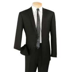 Slim Fit Men's Suit 2 Piece 2 Button In Black
