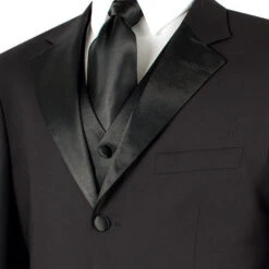 Men's Regular Fit Tuxedo 3 Piece With Vest In Black -Clothing Shop 01 VIN T 3VR BLACK 15 3
