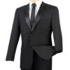 Regular Fit Satin Lapel 2 Piece Tuxedo In Black 1 Regular Fit Satin Lapel 2 Piece Tuxedo In Black -Clothing Shop 01 VIN T 900 BLACK 2