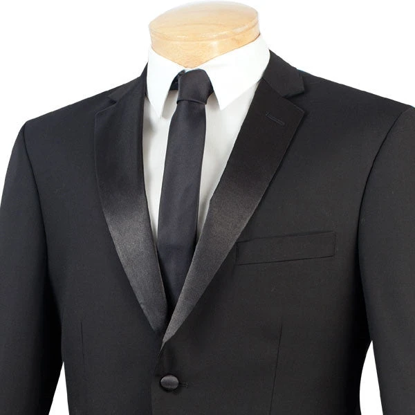 Regular Fit Satin Lapel 2 Piece Tuxedo In Black 4 Regular Fit Satin Lapel 2 Piece Tuxedo In Black - Image 2