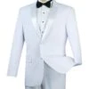 Regular Fit Satin Lapel 2 Piece Tuxedo In White -Clothing Shop 01 VIN T 900 WHITE 2