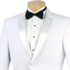 Regular Fit Satin Lapel 2 Piece Tuxedo In White -Clothing Shop 01 VIN T 900 WHITE 3
