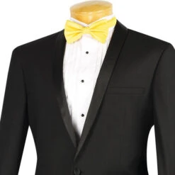 Kingsman Collection - Shawl Collar Slim Fit Tuxedo 2 Piece 1 Button Black -Clothing Shop 01 VIN T SS BLACK 15 2