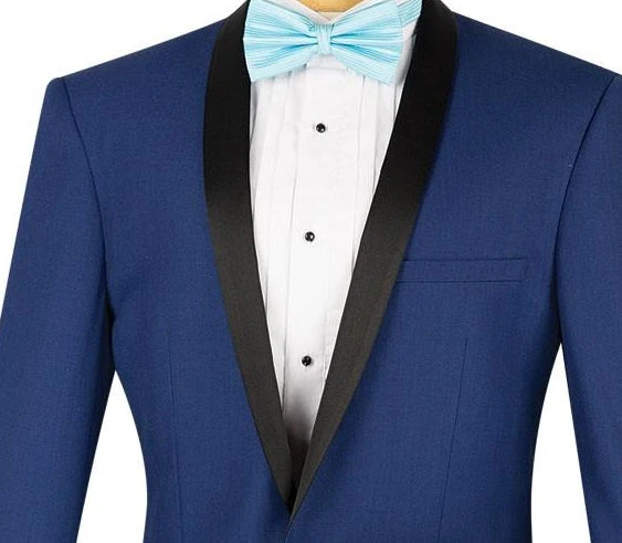 Kingsman Collection - Shawl Collar Slim Fit Tuxedo 2 Piece 1 Button In Blue 4 Kingsman Collection - Shawl Collar Slim Fit Tuxedo 2 Piece 1 Button In Blue - Image 2