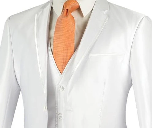 Designed Shiny Sharkskin Suit Ultra Slim Fit 3 Piece In White 4 Designed Shiny Sharkskin Suit Ultra Slim Fit 3 Piece In White - Image 2