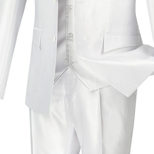 Designed Shiny Sharkskin Suit Ultra Slim Fit 3 Piece In White 5 Designed Shiny Sharkskin Suit Ultra Slim Fit 3 Piece In White - Image 3