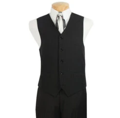 Black Men's Regular Fit Vest 5 Buttons