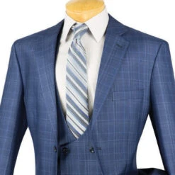Renaissance Collection - Regular Fit 3 Piece Suit Oxford Blue -Clothing Shop 01 VIN V2RW 7 OXFORDBLUE 16 3