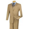 Morgan Collection - Regular Fit 3 Piece Suit 2 Button Khaki 1 Morgan Collection - Regular Fit 3 Piece Suit 2 Button Khaki -Clothing Shop 01 VIN V2TR KHAKI 2