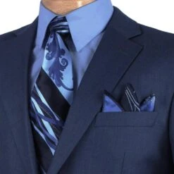 Monte Carlo Collection - Regular Fit 2 Piece 2 Button Textured Weave In Blue 8 Monte Carlo Collection - Regular Fit 2 Piece 2 Button Textured Weave In Blue -Clothing Shop 01 VINY 2LK 1 BLUE 3