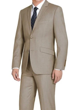 Vanderbilt Collection- Classic 2 Piece Suit 2 Buttons Regular Fit In Taupe