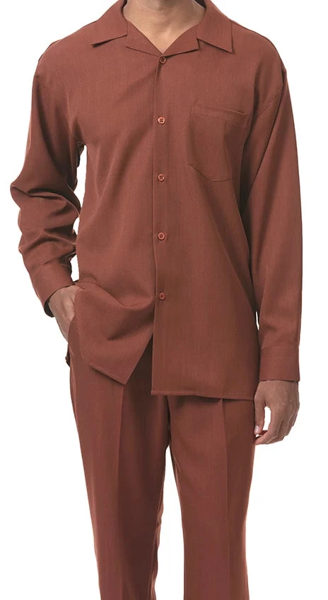 Men's 2 Piece Long Sleeve Walking Suit In Cognac 3 Men's 2 Piece Long Sleeve Walking Suit In Cognac