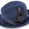 Wool Felt Pinch Front Navy Fedora With Feather Accent -Clothing Shop 1950 Navy S