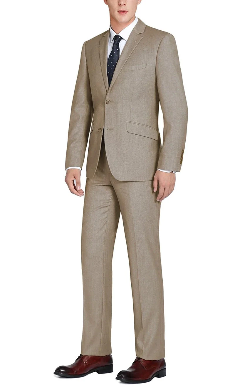 Vanderbilt Collection- Classic 2 Piece Suit 2 Buttons Regular Fit In Taupe 4 Vanderbilt Collection- Classic 2 Piece Suit 2 Buttons Regular Fit In Taupe - Image 2