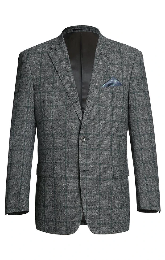 Wool Blend Plaid Pattern Regular Fit 2 Button Blazer In Grayish Brown 3 Wool Blend Plaid Pattern Regular Fit 2 Button Blazer In Grayish Brown