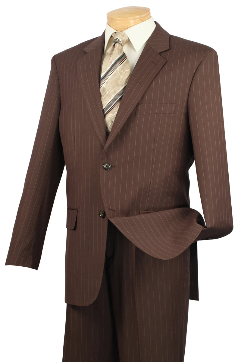 Portici Collection - Business Suit Regular Fit 2 Piece 2 Button Pinstripe In Brown/Toffee 3 Portici Collection - Business Suit Regular Fit 2 Piece 2 Button Pinstripe In Brown/Toffee
