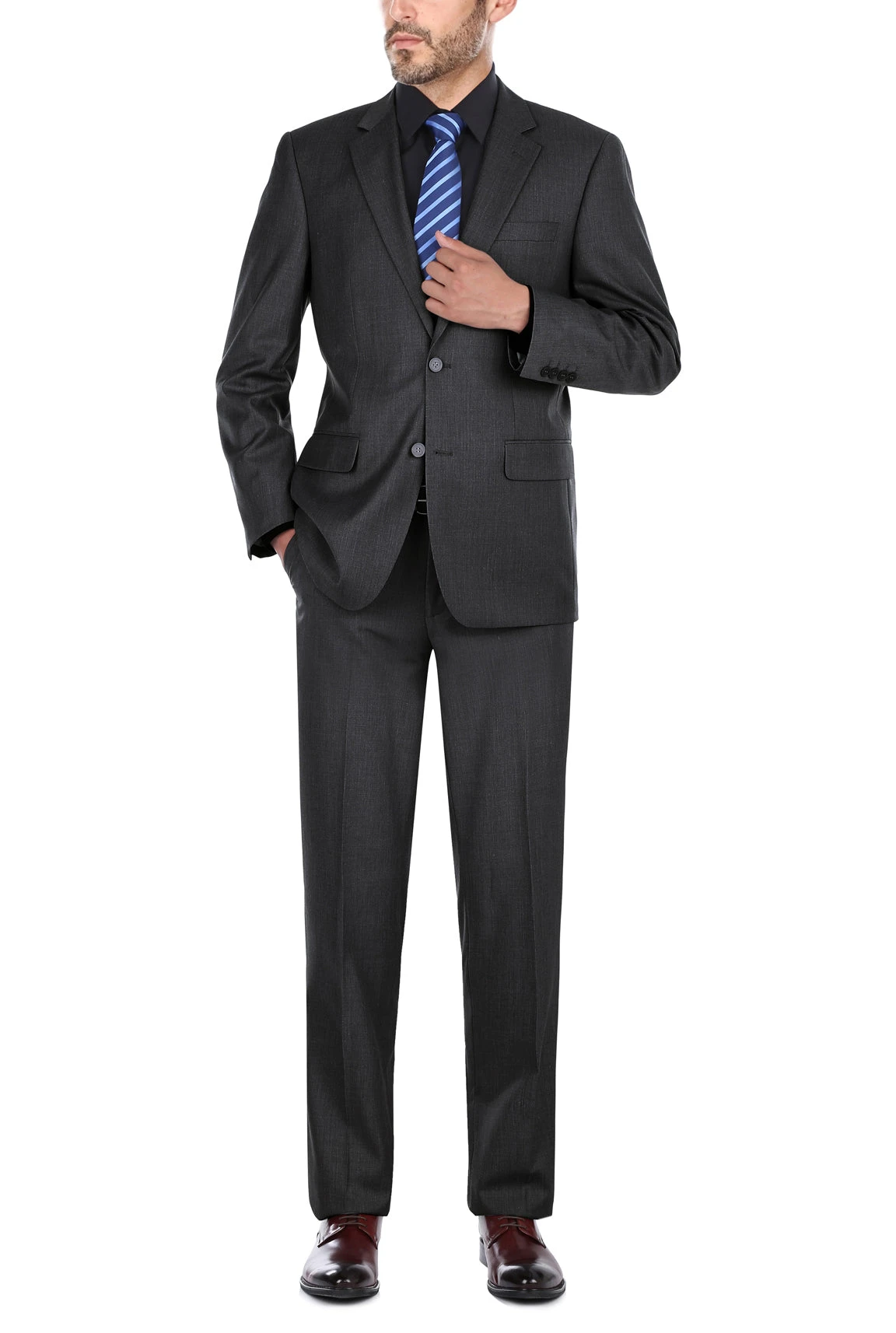(40S) Slim Fit 2 Piece Suit 2 Buttons In Charcoal Gray 5 (40S) Slim Fit 2 Piece Suit 2 Buttons In Charcoal Gray - Image 3