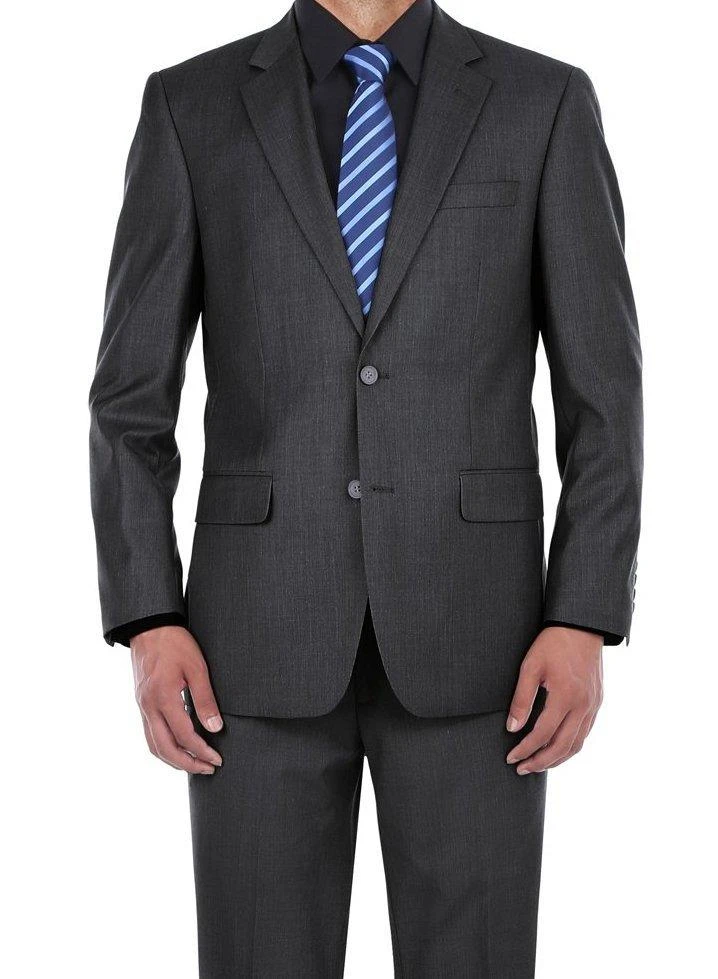 (40S) Slim Fit 2 Piece Suit 2 Buttons In Charcoal Gray 3 (40S) Slim Fit 2 Piece Suit 2 Buttons In Charcoal Gray