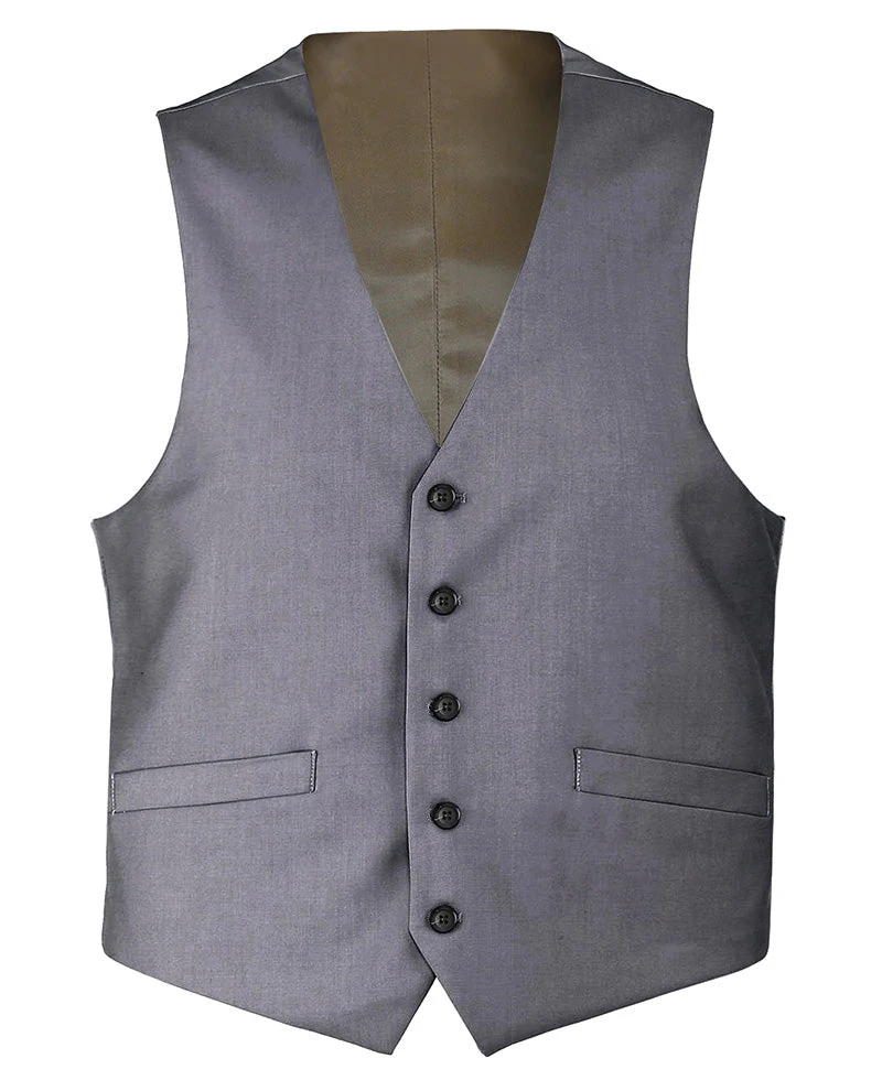 Bevagna Collection - Wool Suit Dress Vest 5 Buttons Regular Fit In Gray 4 Bevagna Collection - Wool Suit Dress Vest 5 Buttons Regular Fit In Gray - Image 2